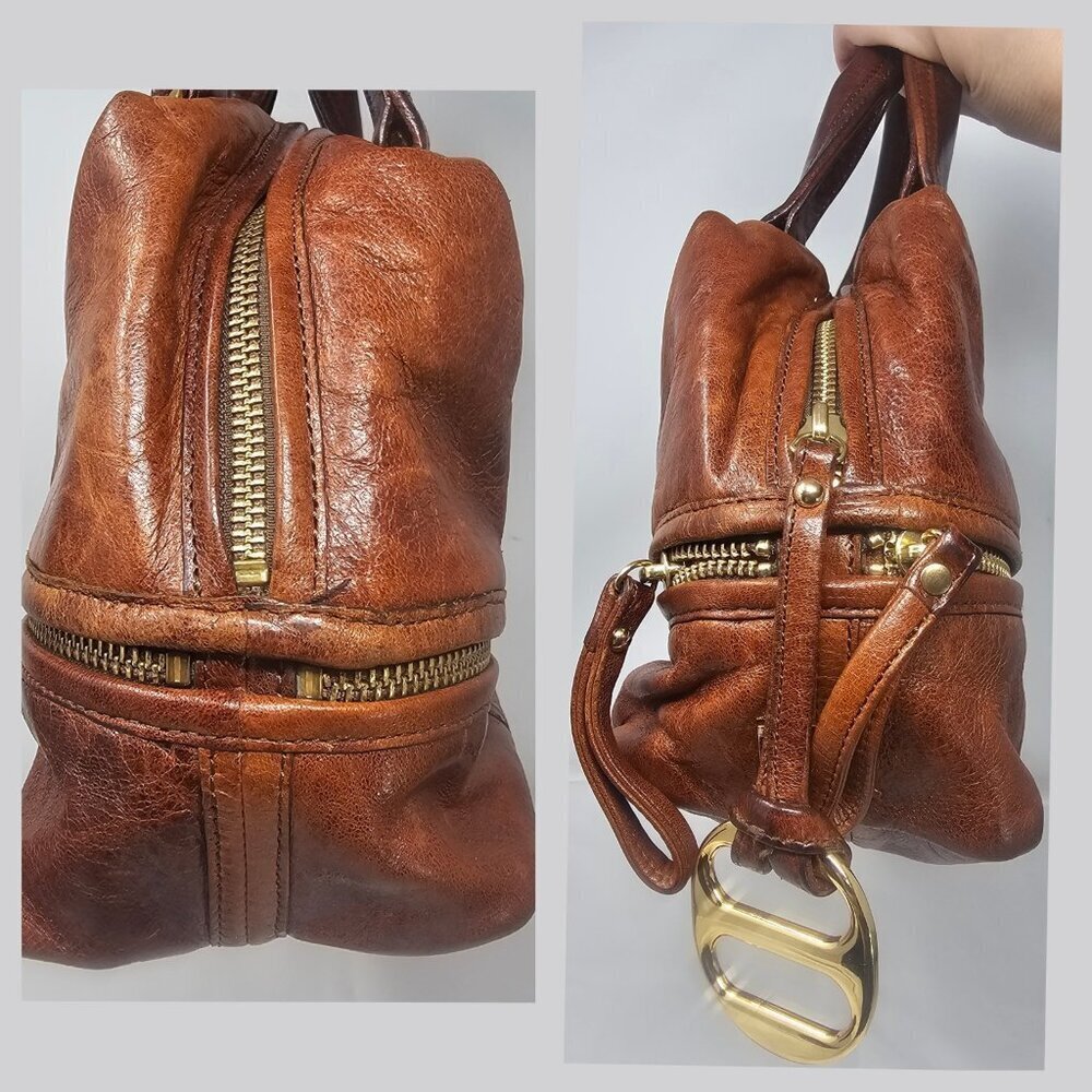 Kooba Leather Hadley Satchel Brown Shoulder Bag Crossbody Y2K Excellent - Picture 5 of 11